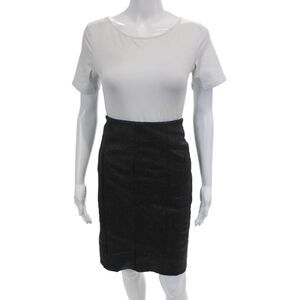Cedric Charlier Womens Wool Metallic Colorblock Paneled Skirt Black Size 6